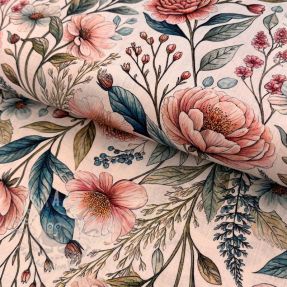 Linen viscose Floral design D