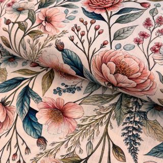Linen viscose Floral design D