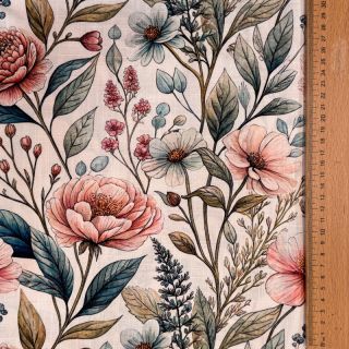 Linen viscose Floral design D