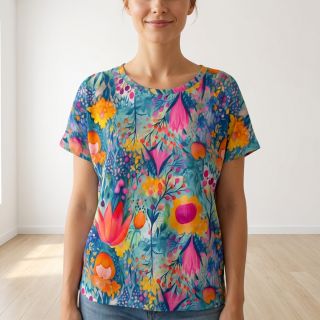 Jersey VISCOSE LYCRA HEAVY Tulips design E