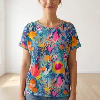 Jersey VISCOSE LYCRA HEAVY Tulips design E