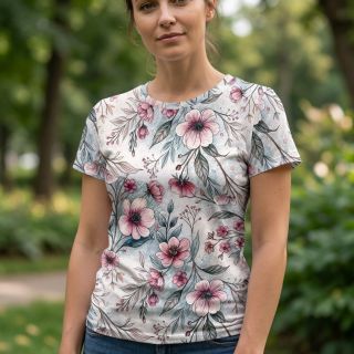 Jersey VISCOSE LYCRA HEAVY Classic flowers design D