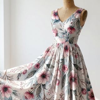 Jersey VISCOSE LYCRA HEAVY Classic flowers design D