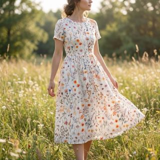 Linen viscose Flower sea design B