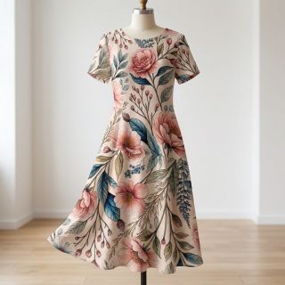 Linen viscose Floral design D