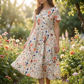 Linen viscose Botanic design B