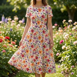 Linen viscose Floral design B