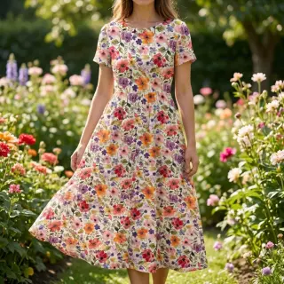 Linen viscose Floral design B