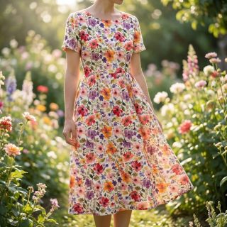 Linen viscose Floral design B