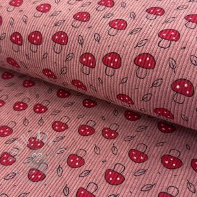 Corduroy STRETCH Little mushrooms old pink