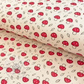 Corduroy STRETCH Little mushrooms light sand