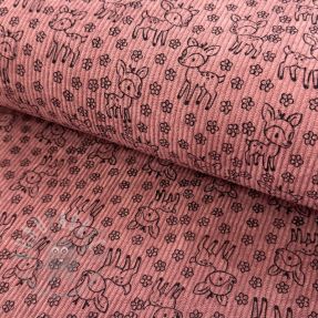 Corduroy STRETCH Little deer old pink