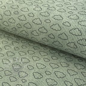 Corduroy STRETCH Little clouds old green