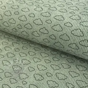 Corduroy STRETCH Little clouds old green