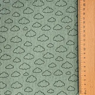 Corduroy STRETCH Little clouds old green