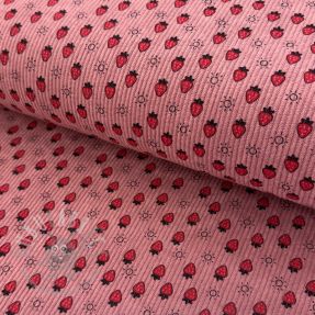 Corduroy STRETCH Little strawberries old pink