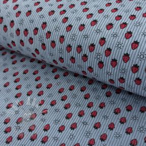 Corduroy STRETCH Little strawberries old blue