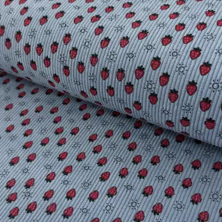 Corduroy STRETCH Little strawberries old blue