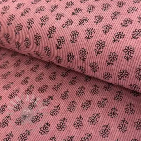 Corduroy STRETCH Little flower old pink