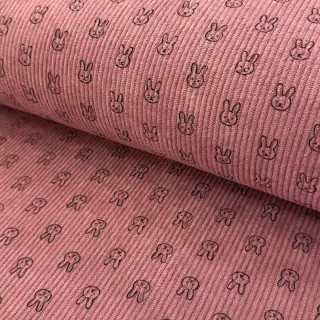 Corduroy STRETCH Little bunny old pink