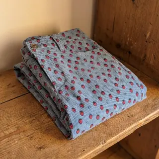 Corduroy STRETCH Little strawberries old blue