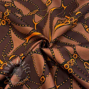 Cotton fabric SATIN Abstract dark brown