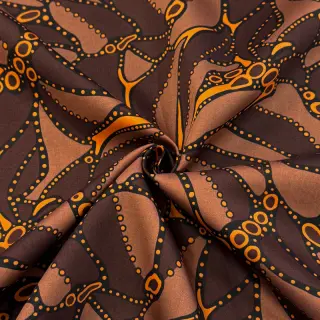 Cotton fabric SATIN Abstract dark brown
