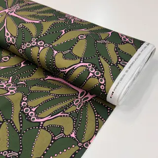 Cotton fabric SATIN Abstract dark green