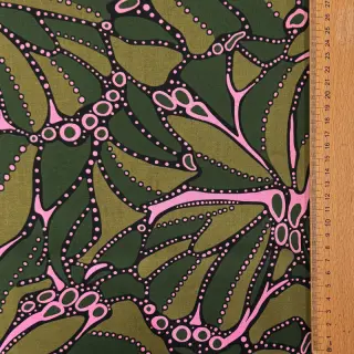 Cotton fabric SATIN Abstract dark green