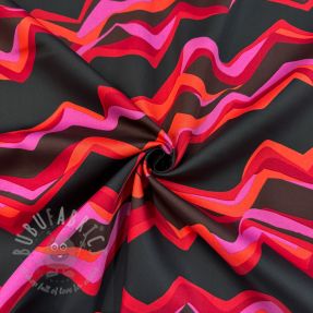 Cotton fabric SATIN Abstract waves dark red