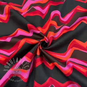 Cotton fabric SATIN Abstract waves dark red