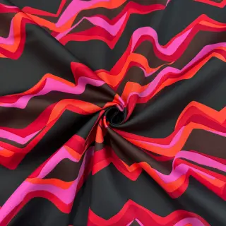 Cotton fabric SATIN Abstract waves dark red