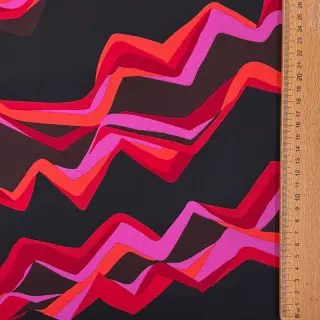 Cotton fabric SATIN Abstract waves dark red