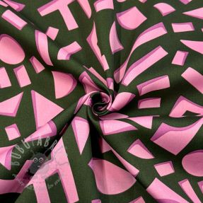 Cotton fabric SATIN Geometric dark green