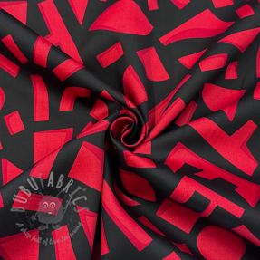 Cotton fabric SATIN Geometric dark red