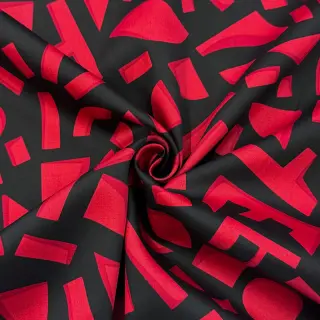 Cotton fabric SATIN Geometric dark red