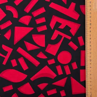 Cotton fabric SATIN Geometric dark red