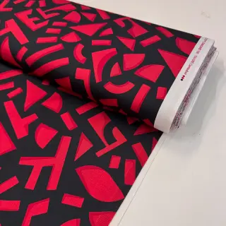 Cotton fabric SATIN Geometric dark red