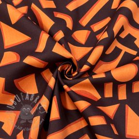 Cotton fabric SATIN Geometric dark brown