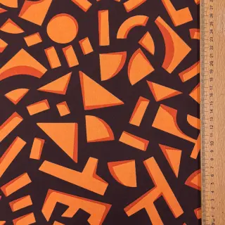 Cotton fabric SATIN Geometric dark brown