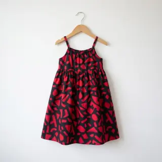 Cotton fabric SATIN Geometric dark red