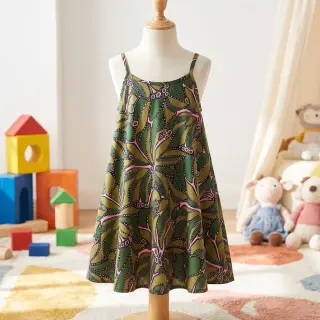 Cotton fabric SATIN Abstract dark green