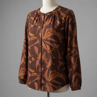 Cotton fabric SATIN Abstract dark brown