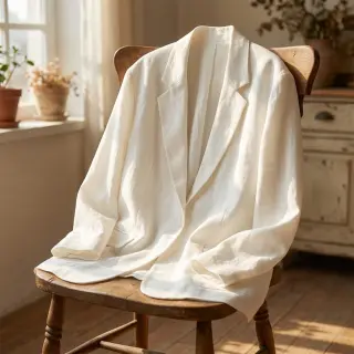Linen viscose SPANDEX off white