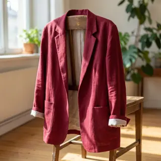 Linen viscose SPANDEX burgundy