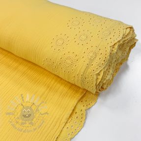 Double gauze/muslin 1-side border soft yellow