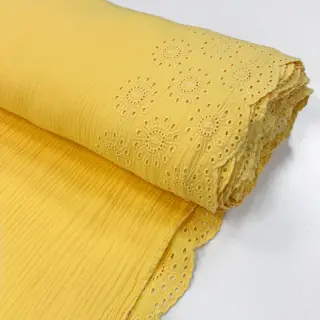 Double gauze/muslin 1-side border soft yellow