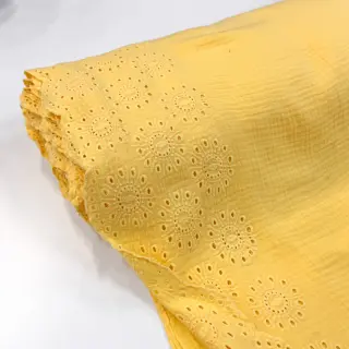 Double gauze/muslin 1-side border soft yellow