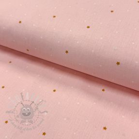 Cotton fabric Sweet bear star light rose ORGANIC