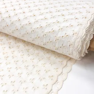 Cotton fabric EMBROIDERY Rosemary white